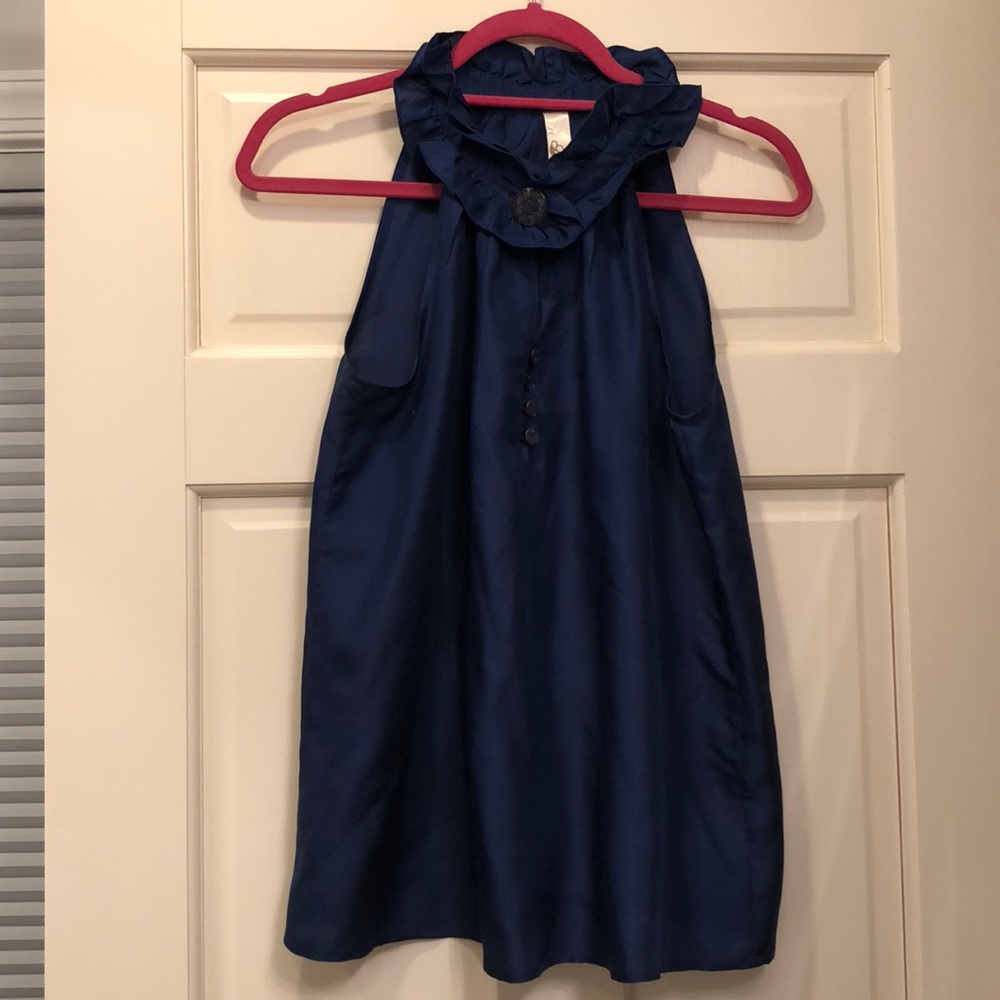 Stylish Blue Silk Top